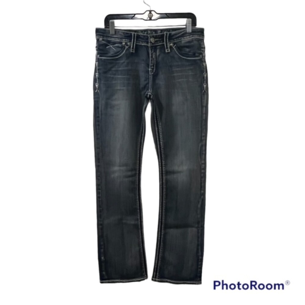 Studio 5 Womens Blue Straight Leg Mid Rise Denim Jeans Cotton Blend Size W33